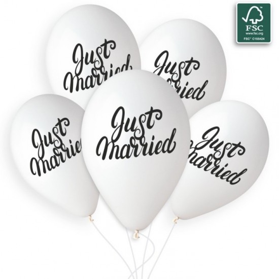 Λάτεξ Μπαλόνια Just Married (5 τεμ)