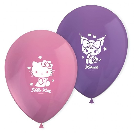 Latex Μπαλόνια Hello Kitty & Kuromi (8 τεμ)