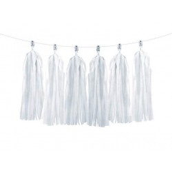 Λευκή γιρλάντα με φούντες (12 τεμ) Λευκή γιρλάντα με φούντες (12 τεμ)