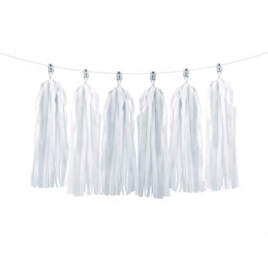 Λευκή γιρλάντα με φούντες (12 τεμ) Λευκή γιρλάντα με φούντες (12 τεμ)