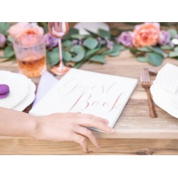 Λευκό Βιβλίο Ευχών Guest Book με rosegold γράμματα Λευκό Βιβλίο Ευχών Guest Book με rosegold γράμματα