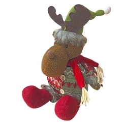 Λούτρινος Τάρανδος με κασκόλ που κάθεται Λούτρινος Τάρανδος με κασκόλ που κάθεται