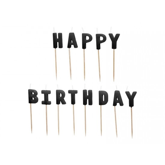 Μαύρα Κεράκια Happy Birthday(13 τεμ)