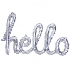 Μπαλόνι ασημί φράση "Hello" Holographic Μπαλόνι ασημί φράση "Hello" Holographic