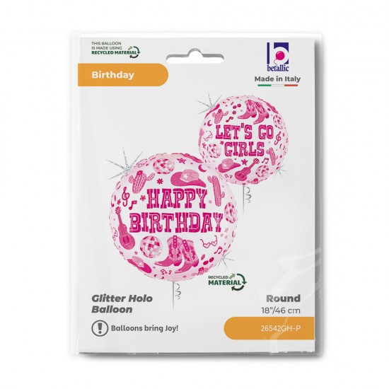 Μπαλόνι Disco Cowgirl 'Happy Birthday' 18"