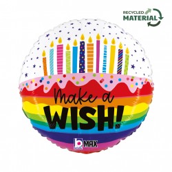 18" Μπαλόνι γενεθλίων 'Make a Wish' Rainbow 18" Μπαλόνι γενεθλίων 'Make a Wish' Rainbow