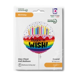 18" Μπαλόνι γενεθλίων 'Make a Wish' Rainbow 18" Μπαλόνι γενεθλίων 'Make a Wish' Rainbow