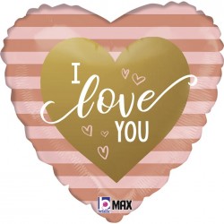 Μπαλόνι Καρδιά I Love You Rosegold Ρίγες Μπαλόνι Καρδιά I Love You Rosegold Ρίγες