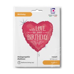 18" Μπαλόνι Καρδιά 'With Love on your Birthday' 18" Μπαλόνι Καρδιά 'With Love on your Birthday'