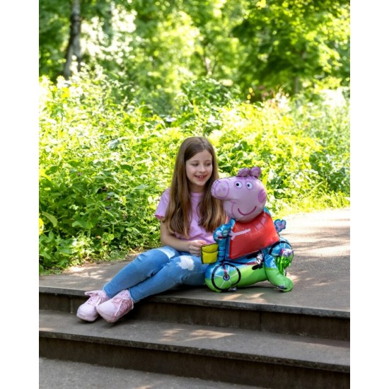 Μπαλόνι που στέκεται Πέππα με ποδήλατο Μπαλόνι που στέκεται Πέππα με ποδήλατο