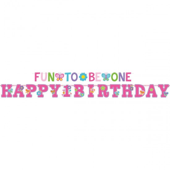 Μπάνερ Fun to be One 1st Birthday Girl