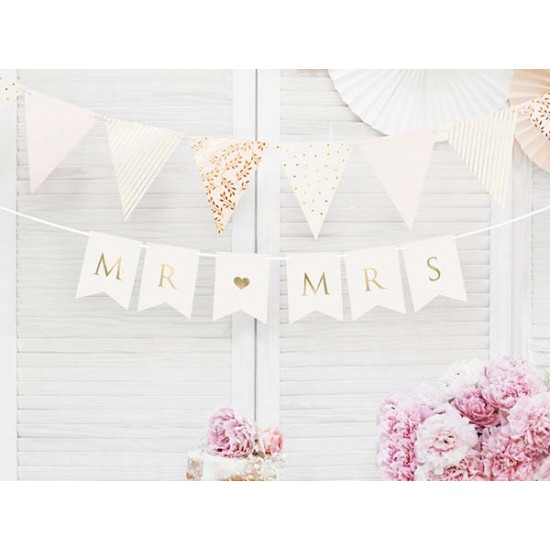 Μπάνερ γάμου λευκό Mr & Mrs