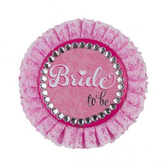 Παράσημο Ροζ με δαντέλα "Bride to be"