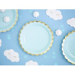 Πιάτα γλυκού Γαλάζιο με χρυσό (6 τεμ)