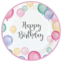 Πιάτα Happy Birthday παστέλ (8 τεμ) Πιάτα Happy Birthday παστέλ (8 τεμ)