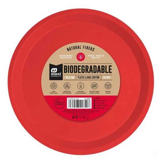 Χάρτινα Πιάτα Κόκκινα 20.5 cm (10 τεμ)