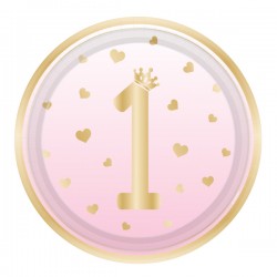 Πιάτα φαγητού 1st Birthday ροζ (8 τεμ)