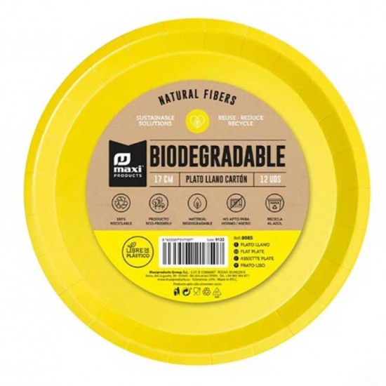 Πιάτα φαγητού Κίτρινα (12 τεμ)