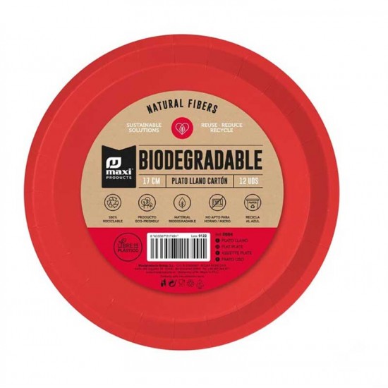 Χάρτινα Πιάτα Κόκκινα 17cm (12 τεμ)