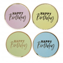 Πιάτα φαγητού Pastel Birthday (8 τεμ)
