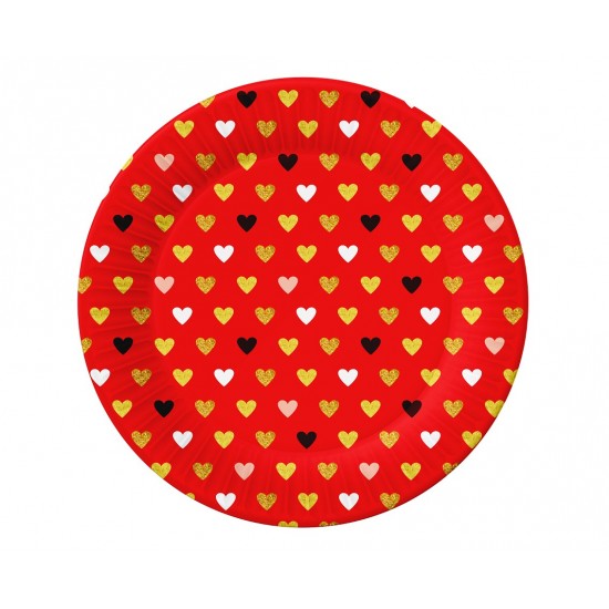 Πιάτα φαγητού Valentine ΧΟΧΟ (6 τεμ)