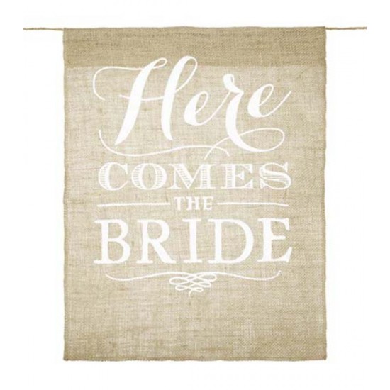 Πινακίδα γάμου "Here comes the bride"