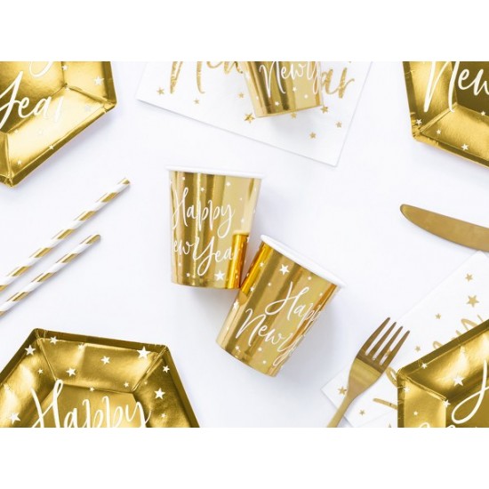 Ποτήρια χρυσά Happy New Year (6 τεμ)
