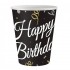 Μαύρα χάρτινα Ποτήρια - Happy Birthday (6 τεμ)