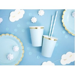 Ποτήρια πάρτυ Γαλάζιο με χρυσό περίγραμμα (6 τεμ)