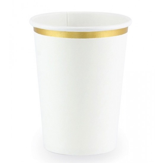 Ποτήρια πάρτυ λευκό με χρυσό (6 τεμ)
