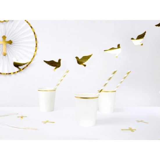 Ποτήρια πάρτυ λευκό με χρυσό (6 τεμ)