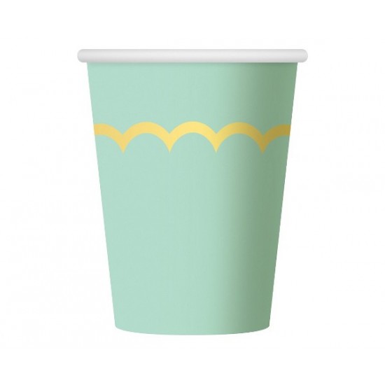 Ποτήρια πάρτυ Μέντα με χρυσό σχέδιο (6 τεμ)