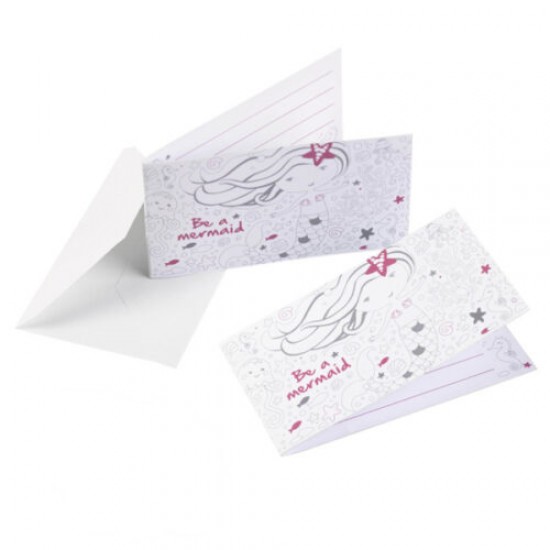 Προσκλήσεις πάρτυ Γοργόνα "Be a Mermaid" (8 τεμ)