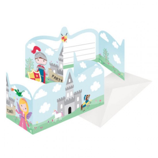 Προσκλήσεις πάρτυ Νεράιδα και Ιππότης (8 τεμ)