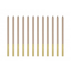 Ψηλά Κεράκια τούρτας Ροζ-Χρυσό (12 τεμ) Ψηλά Κεράκια τούρτας Ροζ-Χρυσό (12 τεμ)