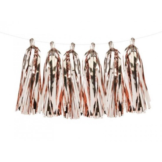 Rose Gold γιρλάντα με φούντες (12 τεμ) Rose Gold γιρλάντα με φούντες (12 τεμ)