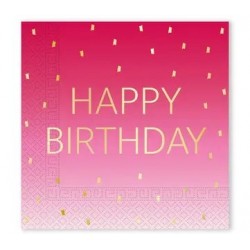 Ροζ Χαρτοπετσέτες με χρυσό Happy Birthday (20 τεμ) Ροζ Χαρτοπετσέτες με χρυσό Happy Birthday (20 τεμ)