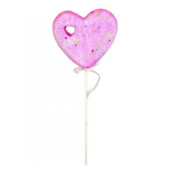 Ροζ καρδούλα στικάκι με γκλίτερ