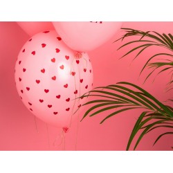 Σετ Ροζ Μπαλόνια με Κόκκινες Καρδιές (6 τεμ)