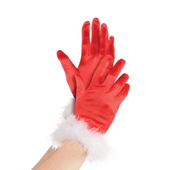 Σατέν Κόκκινα Γάντια Mrs Claus (One Size)