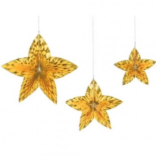 Σετ Χάρτινα Διακοσμητικά Οροφής - Αστέρια (3 τεμ)