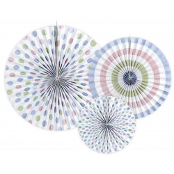 Σετ χάρτινες βεντάλιες μπλε παστέλ (3 τεμ)