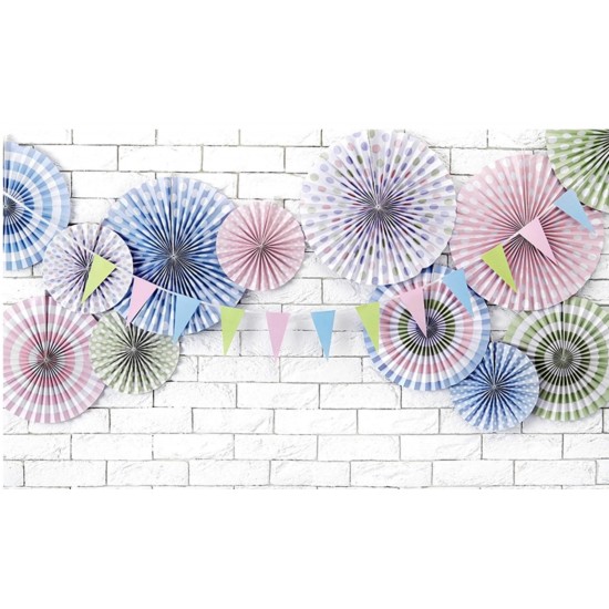 Σετ χάρτινες βεντάλιες μπλε παστέλ (3 τεμ)