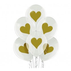 Σετ διάφανα μπαλόνια με χρυσή Καρδιά (6 τεμ) Σετ διάφανα μπαλόνια με χρυσή Καρδιά (6 τεμ)