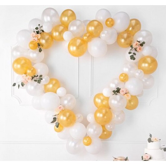 Σετ κατασκευής μπαλονιών - Καρδιά λευκό & χρυσό (68 τεμ) Σετ κατασκευής μπαλονιών - Καρδιά λευκό & χρυσό (68 τεμ)