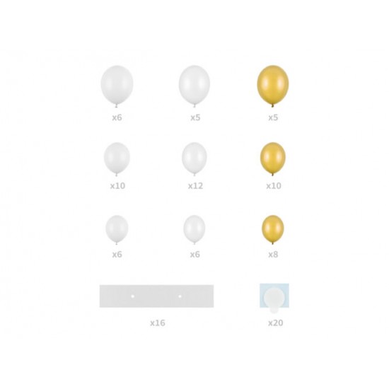Σετ κατασκευής μπαλονιών - Καρδιά λευκό & χρυσό (68 τεμ) Σετ κατασκευής μπαλονιών - Καρδιά λευκό & χρυσό (68 τεμ)