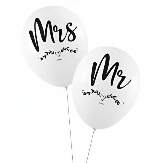 Σετ Λάτεξ Μπαλόνια Mr & Mrs (8 τεμ)