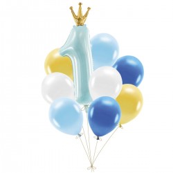 Σετ μπαλόνια 1st Birthday μπλε κορώνα (9 τεμ) Σετ μπαλόνια 1st Birthday μπλε κορώνα (9 τεμ)