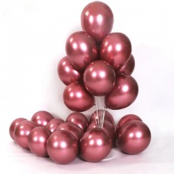 Σετ Μπαλόνια - Μεταλλικό κόκκινο chrome Χρώμα (12 τεμ)