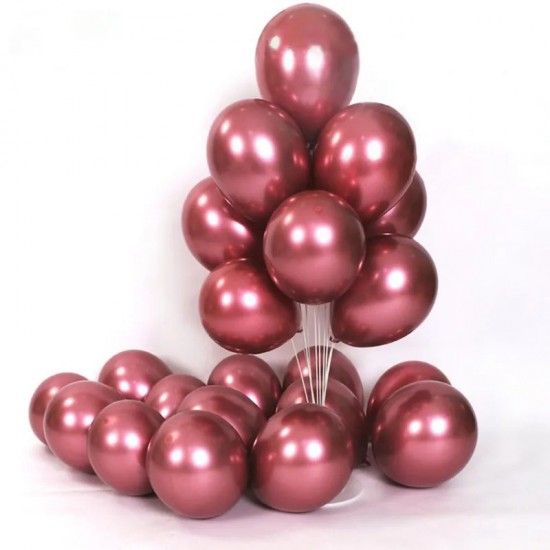 Σετ Μπαλόνια - Μεταλλικό κόκκινο chrome Χρώμα (12 τεμ)